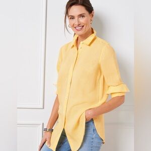 NWT- Talbots Linen Boyfriend Shirt